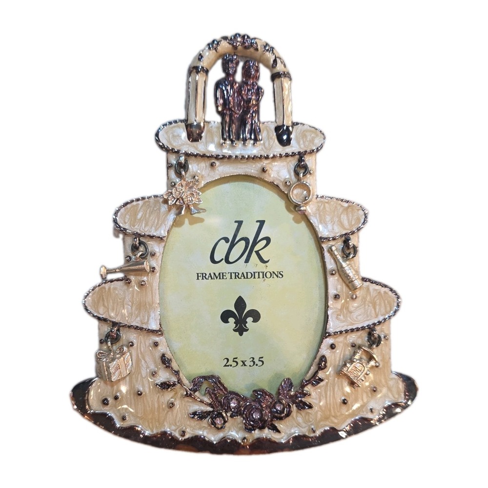 CBK LTD Frame Wedding Cake Oval Photo Frame Charms 2.5 x 3.5 inches